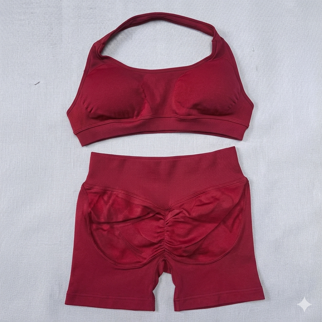 2-Piece Fitness Set: Butt-Lifting Shorts and Halter Top