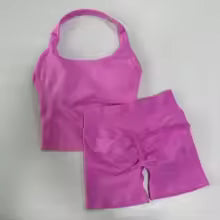 2-Piece Yoga Set: One-Shoulder Top and High-Waisted Shorts