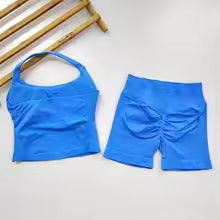 2-Piece Yoga Set: One-Shoulder Top and High-Waisted Shorts