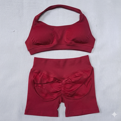 2-Piece Fitness Set: Butt-Lifting Shorts and Halter Top