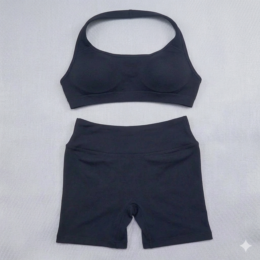 2-Piece Fitness Set: Butt-Lifting Shorts and Halter Top