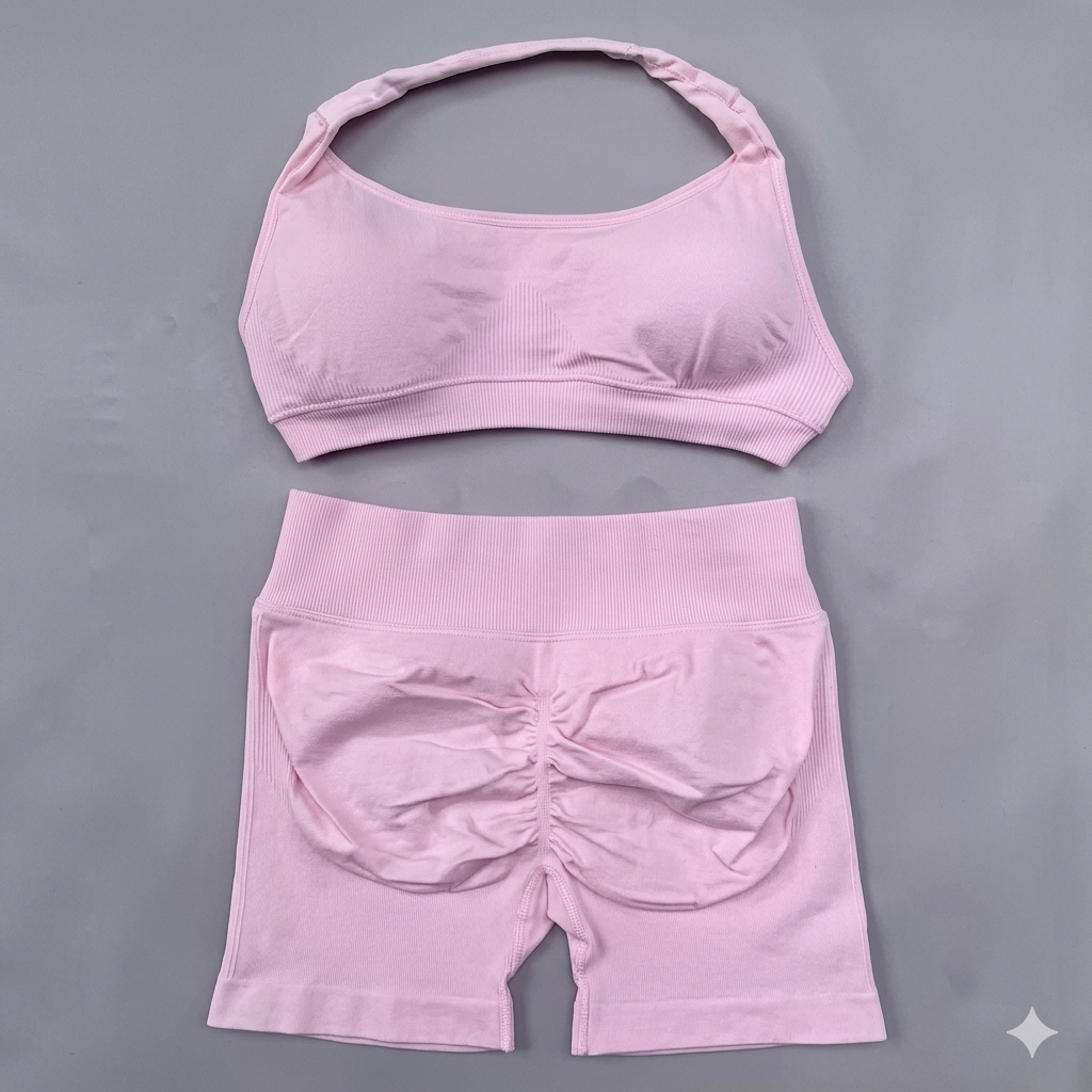 2-Piece Fitness Set: Butt-Lifting Shorts and Halter Top