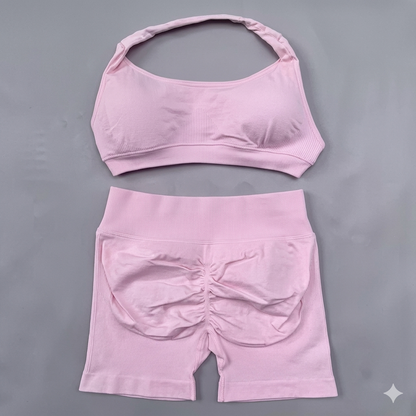 2-Piece Fitness Set: Butt-Lifting Shorts and Halter Top