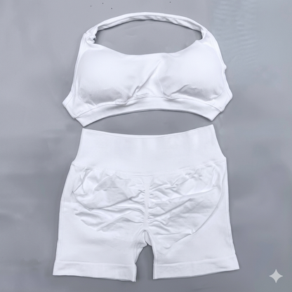 2-Piece Fitness Set: Butt-Lifting Shorts and Halter Top
