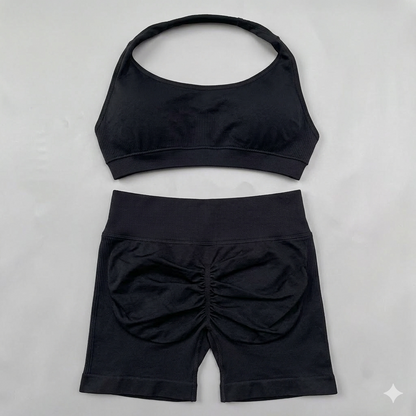 2-Piece Fitness Set: Butt-Lifting Shorts and Halter Top