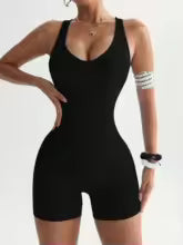Black Backless High-Waisted Fitness Set