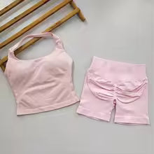 2-Piece Yoga Set: One-Shoulder Top and High-Waisted Shorts